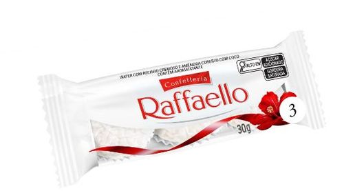 Bombom com recheio cremoso de amêndoa coberto com coco pacote com 3 unidades - Raffaello