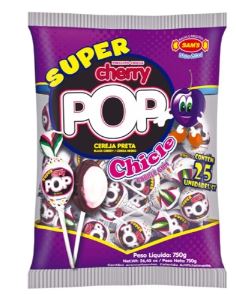 Pirulito Cherry Super Pop sabor cereja preta com 25 unidades - Sam's