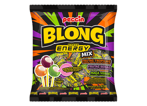 Pirulito Blong sabor Energy mix pacote de 672g - Peccin