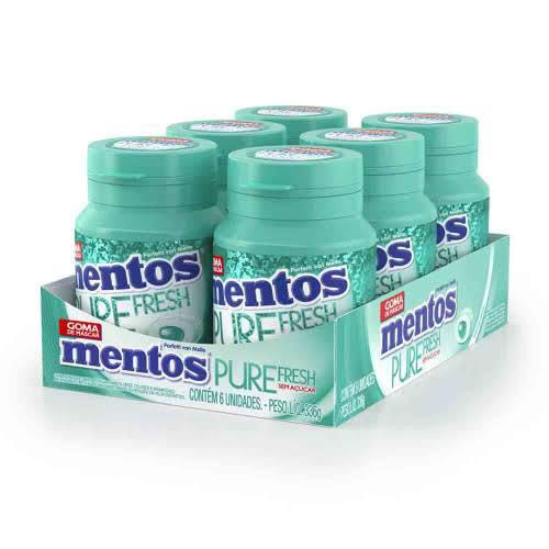 Chiclete Pure Fresh Garrafa sabor Wintergreen caixa com 6 unidades de 56g - Mentos