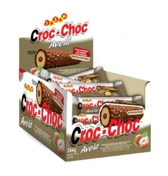 Barra com cobertura com crispies com recheio de avelã com cacau caixa com 24 unidades de 16g - Croc-Choc