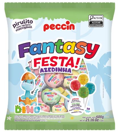 Pirulito Fantasy Festa azedinha! sabor frutas sortidas pacote com 600g - Peccin