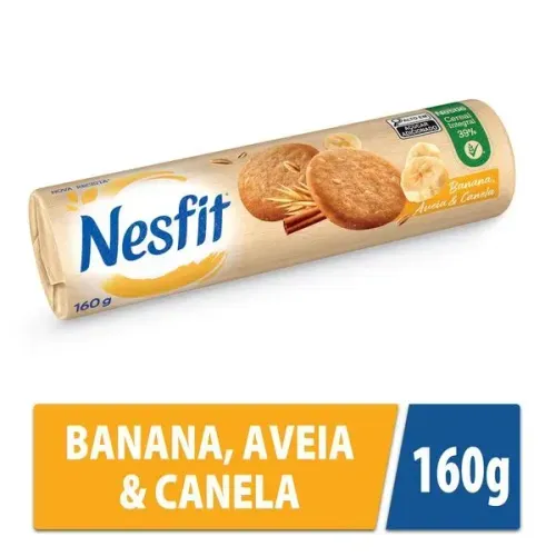 Biscoito integral com banana ,aveia e canela 160g - Nesfit