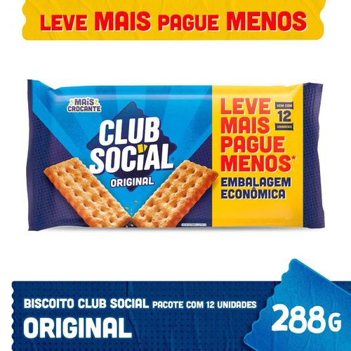 Biscoito salgado sabor original Embalagem Econômica pacote com 12 unidades de 24g - Club Social