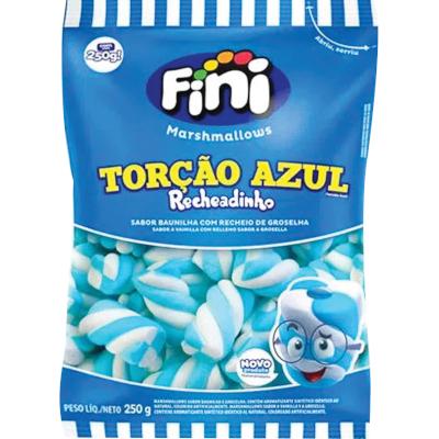 Marshmallow recheado azul pacote com 250g - Fini