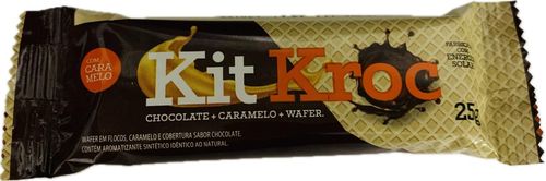 Wafer em flocos, caramelo e cobertura sabor chocolate 25g - Kit Kroc