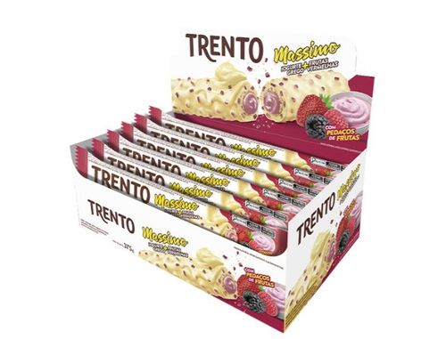 Chocolate sabor Iogurte e Frutas Vermelhas caixa com 15 unidades de 25g - Trento Massimo