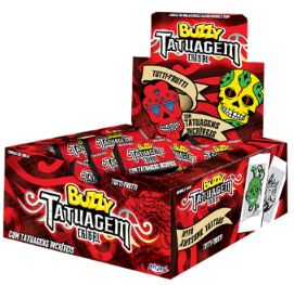 Chiclete Tatuagem Tribal sabor tutti-frutti caixa com 360g - Buzzy