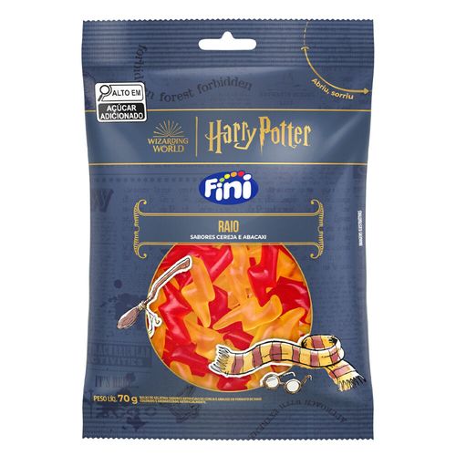 Bala de gelatina sabor cereja e abacaxi em formato de raio 70g edição Harry Potter - Fini