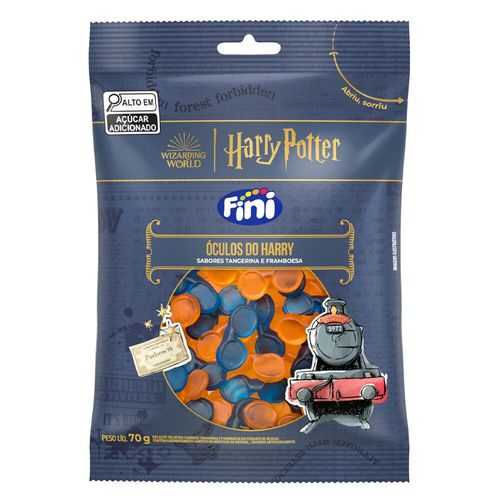 Bala de gelatina sabor tangerina e framboesa em formato de óculos do Harry 70g edição Harry Potter - Fini