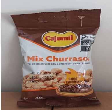 Mix de castanha de caju e amendoim sabor churrasco com 40g - Cajumil