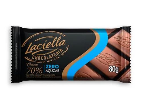 Chocolate Tablete 70% Cacau Zero Açúcar 80g - Laciella