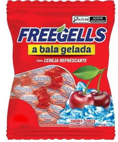 Bala sabor cereja e mentol Pacote com 475g - FreeGells