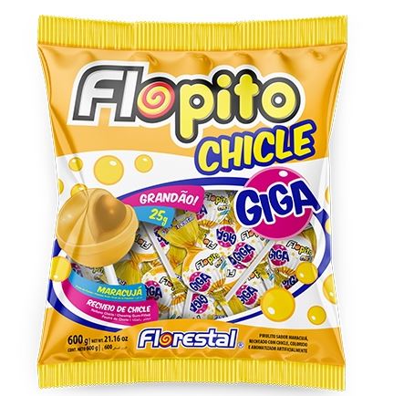 Pirulito sabor Maracujá Chicle Giga 600g - Flopito