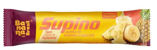 Barra de frutas com cobertura de chocolate sabor Banana e Abacaxi com 24g - Supino