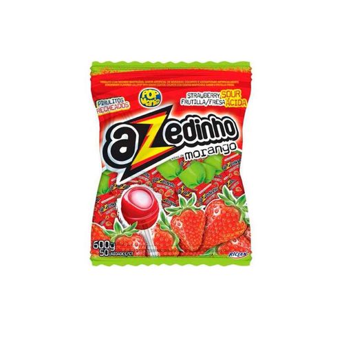 Pirulito Pop Mania Azedinho sabor artificial de Morango pacote com 50 unidades de 600g - Riclan