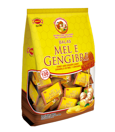 Bala dura de gengibre sabor de mel 400g - Balas Soberana