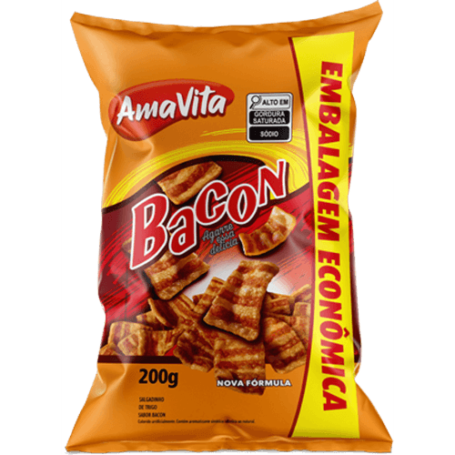 Salgadinho de trigo sabor Bacon com 200g - Amavita