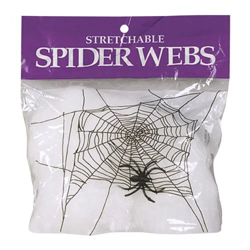 Teia com 2 Aranhas de plástico decoração Halloween com 20g - Sweet