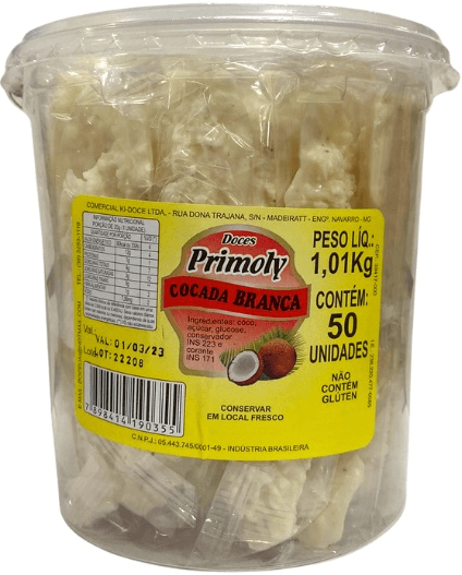 Cocada branca pote com 50 unidades - Primoly