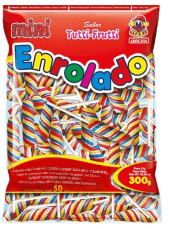 Pirulito Mini Enrolado  sabor Tutti-frutti com 300g - Santa Rita