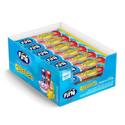 Chicle Clássico sabores sortidos caixinha 18 unidades com 14g cada - Fini