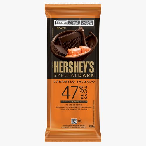 Barra de chocolate special dark 47% cacau sabor Caramelo Salgado caixa com 17 unidades de 80g- Hershey's