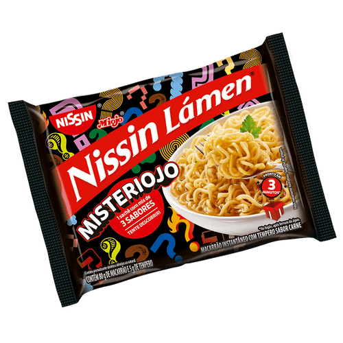 Macarrão instantâneo Misteriojo com tempero sabor carne - Nissin