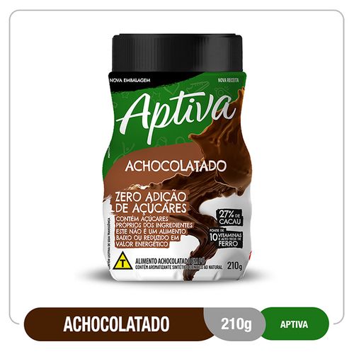 Achocolatado em pó zero adição de açucares com 210g - Aptiva