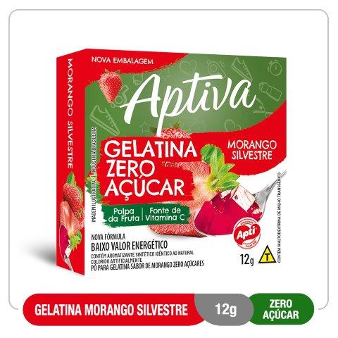 Gelatina zero açucar sabor morango silvestre com 12g -Aptiva