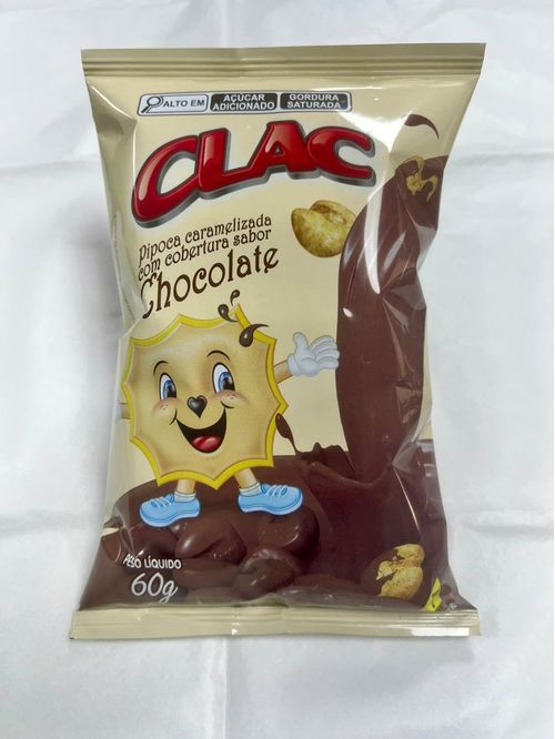 Pipoca caramelizada com cobertura sabor chocolate 60g - Clac