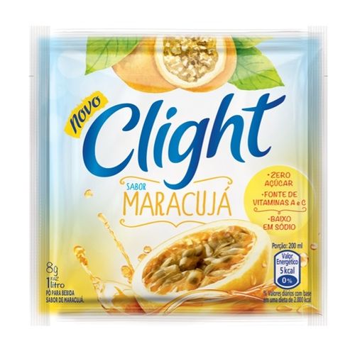 Refresco em pó zero açúcar sabor maracujá com 8g - Clight