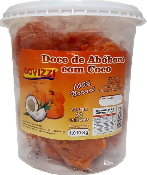 Doce de abóbora com coco  pote com 20 unidades - Covizzi