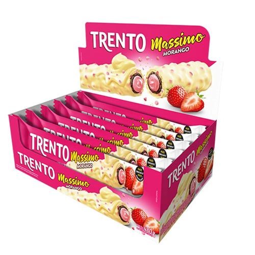 Chocolate sabor Morango caixa com 15 unidades de 25g - Trento Massimo