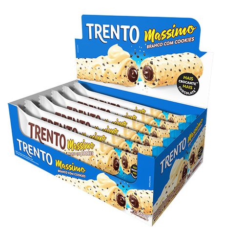 Chocolate Branco com Cookies caixa com 15 unidades de 25g - Trento Massimo