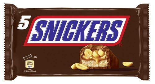 Barra de chocolate sabor original com 5 unidades de 45g cada- Snickers