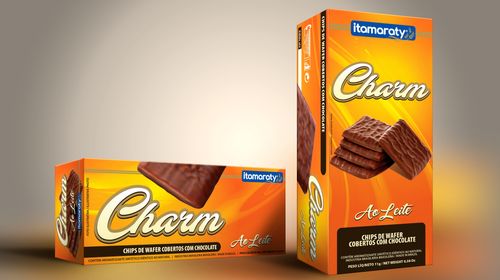 Chips de wafer cobertos com chocolate ao leite com 40g - Charm