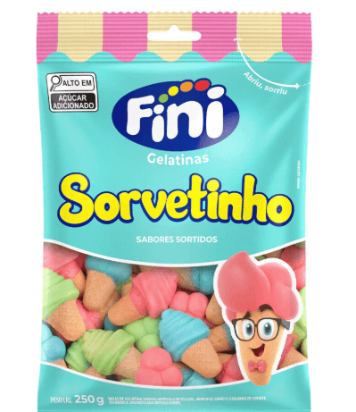 Bala gelatina Sorvetinho sabores sortidos pacote com 250g - Fini