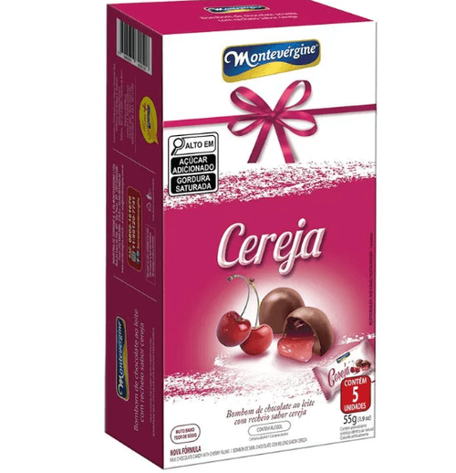 Bombom de chocolate ao leite sabor com recheio de cereja 55g - Montevergine