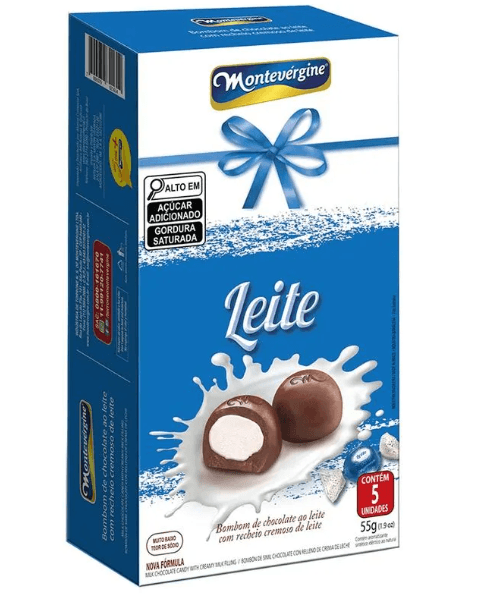 Bombom de chocolate ao leite sabor com recheio de leite 55g - Montevergine