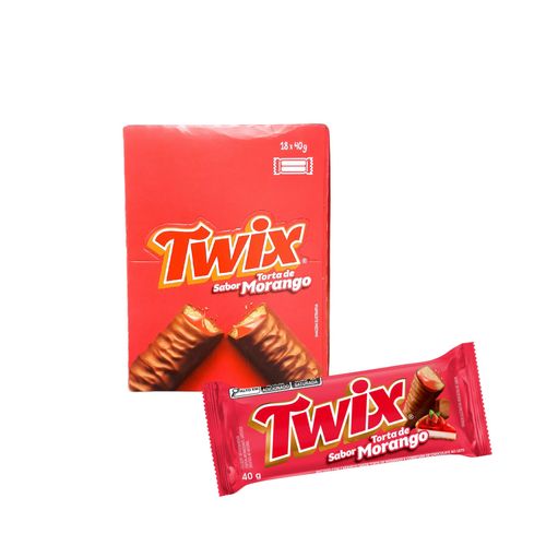 Chocolate ao leite com recheio de caramelo sabor torta de morango caixa com 18 unidades de 40g - Twix