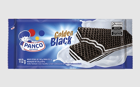 Waffer Golden Black Baunilha 112g - Panco