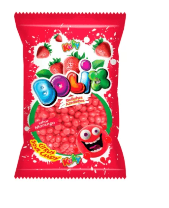Bala de goma bolix confeitada sabor morango azedinho 500g - Kuky