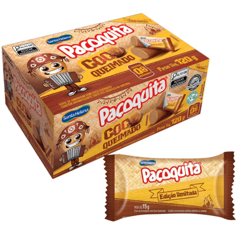 Paçoquita Coco Queimado caixa com 8 unidades - Santa Helena