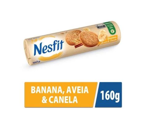 Biscoito integral com banana, aveia e canela 160g - Nesfit