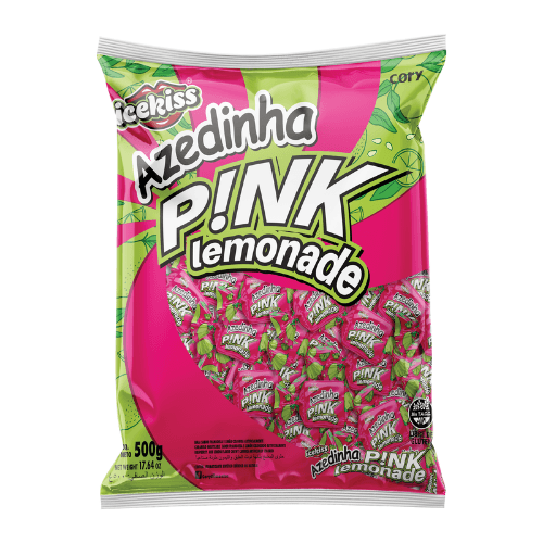 Bala azedinha original sabor Pink Lemonade pacote com 500g - Icekiss