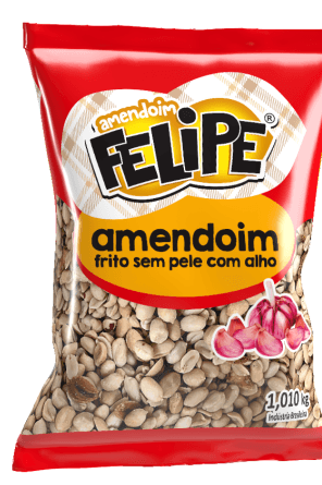 Amendoim frito sem pele com Alho pacote com 1,010kg - Felipe