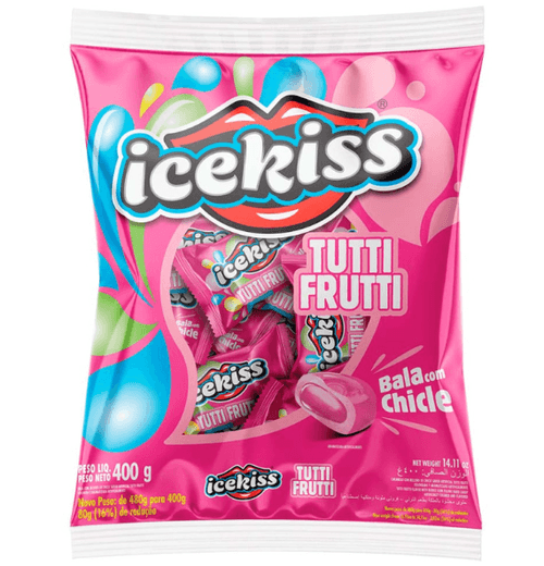 Bala com recheio de Chicle sabor Tutti Frutti 400g - Icekiss