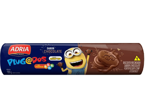 Biscoito recheado Plugados sabor Chocolate 120g - Adria