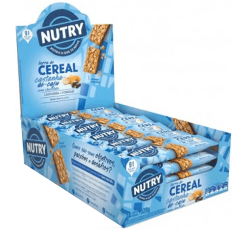 Barra de cereal Castanha de caju com chocolate caixa com 24 unidades de 22g - NUTRY
